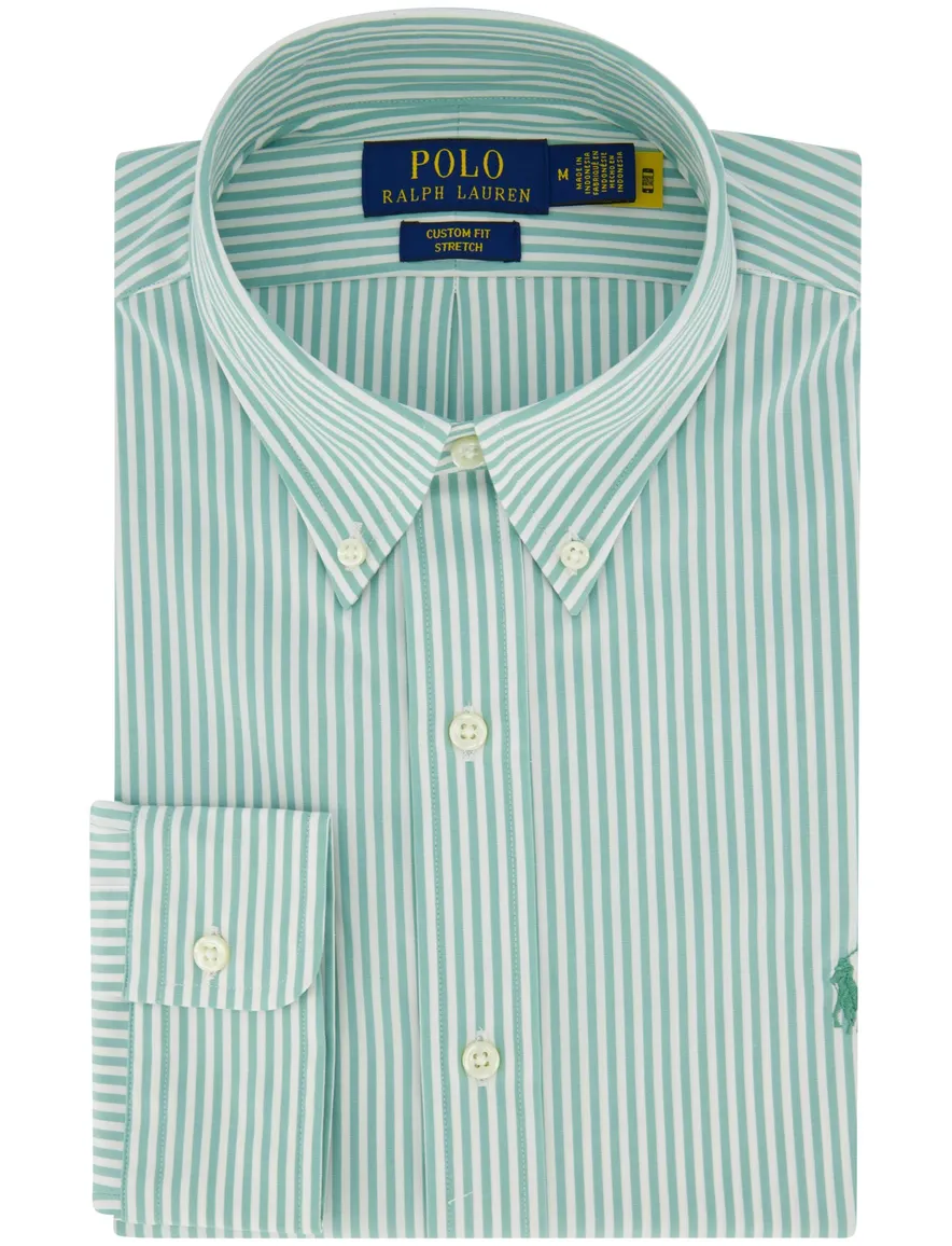 Polo Ralph Lauren Custom Fit overhemd groen stretch