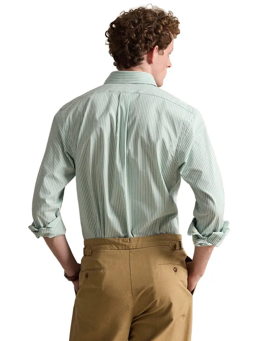Turquoise wit gestreept overhemd Polo Ralph Lauren Custom Fit
