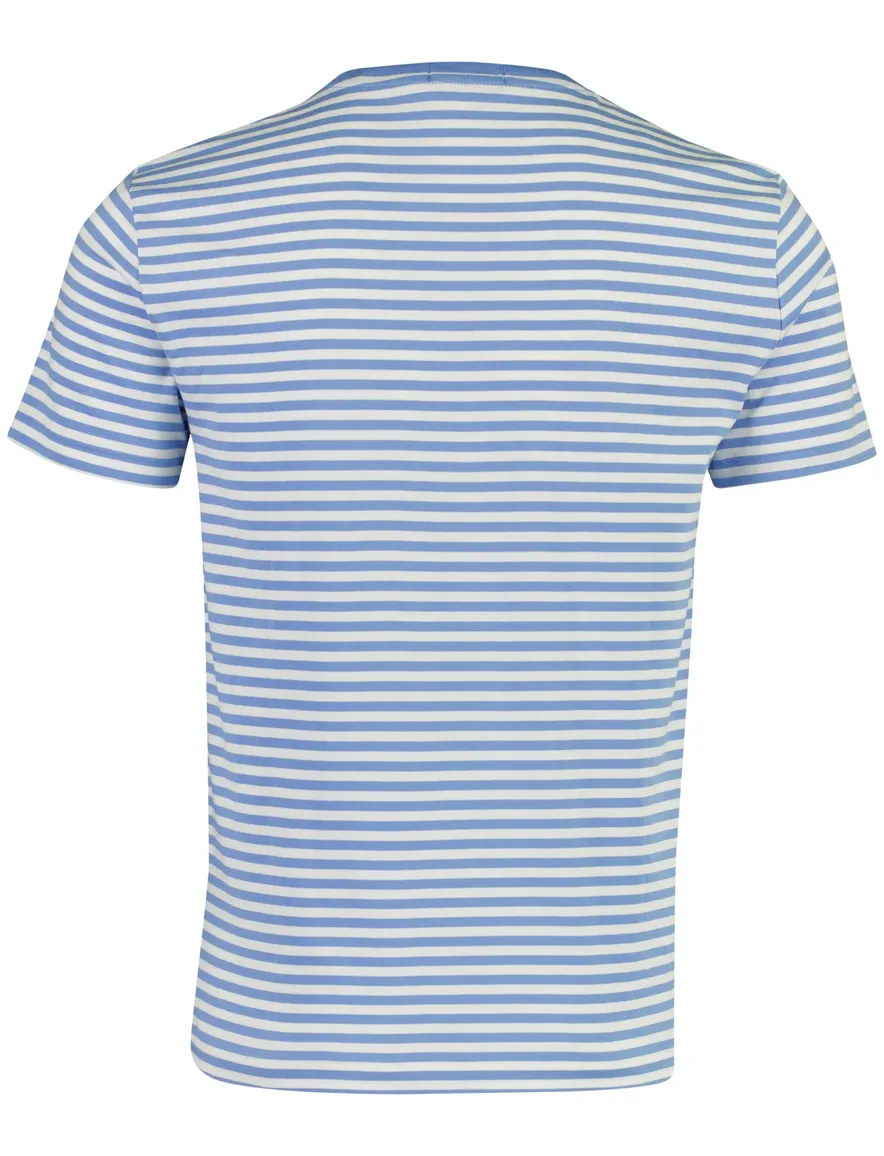 Lichtblauw wit gestreept T-shirt Polo Ralph Lauren Custom Slim Fit