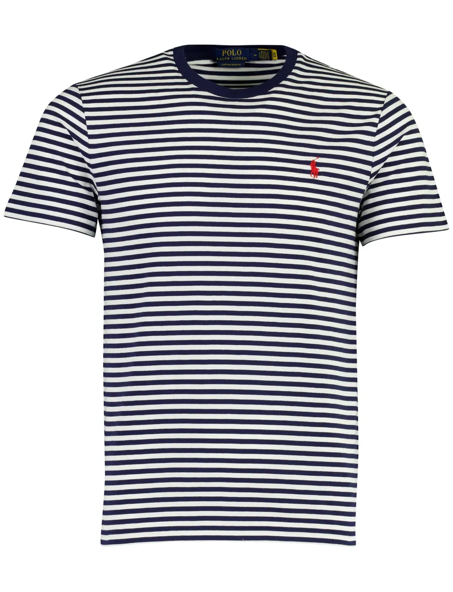 Polo Ralph Lauren Custom Slim Fit T-shirt donkerblauw gestreept