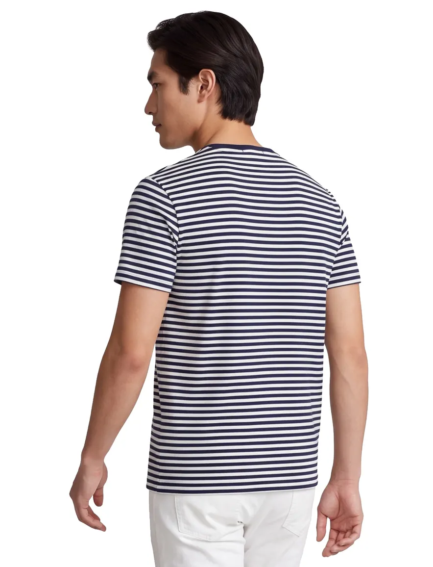Donkerblauw gestreept T-shirt Polo Ralph Lauren Custom Slim Fit