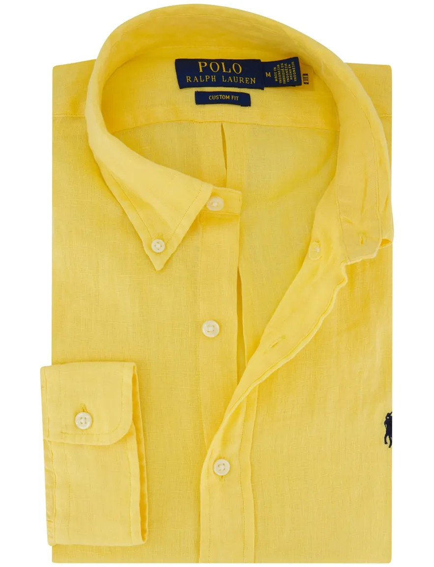 Polo Ralph Lauren overhemd geel linnen button down boord