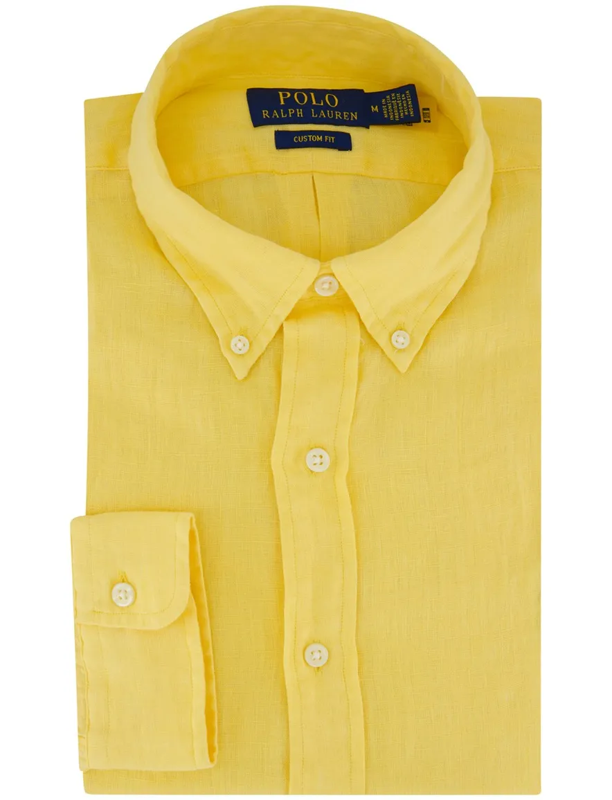 Polo Ralph Lauren overhemd geel linnen button down boord