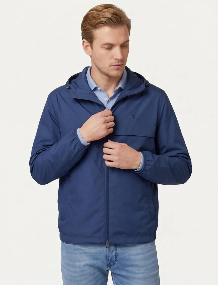 Blauwe zomerjas Polo Ralph Lauren met capuchon