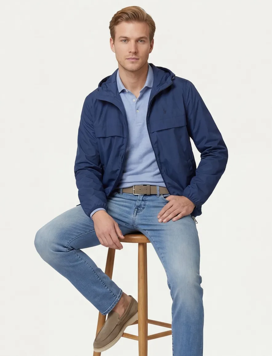 Blauwe zomerjas Polo Ralph Lauren met capuchon
