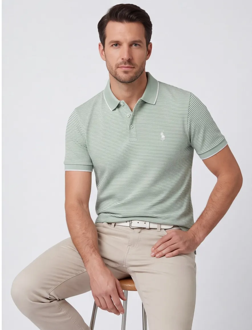 Gestreepte polo groen Polo ralph lauren custom slim fit