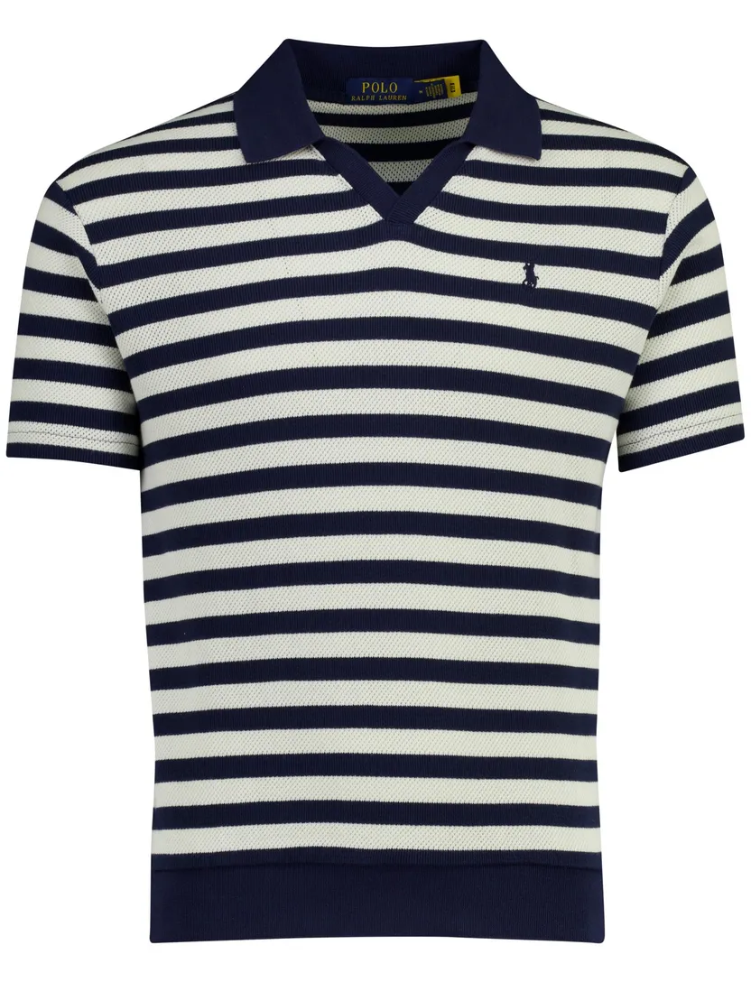 Korte mouw poloshirt Polo Ralph Lauren gebreid v-hals gestreept
