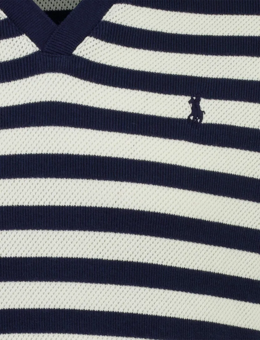 Korte mouw poloshirt Polo Ralph Lauren gebreid v-hals gestreept