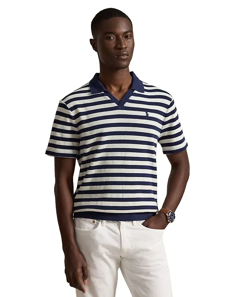 Polo Ralph Lauren poloshirt navy gebreid gestreept
