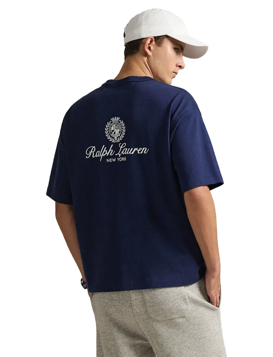 T-shirt Polo Ralph Lauren donkerblauw wit backprint Relaxed Fit