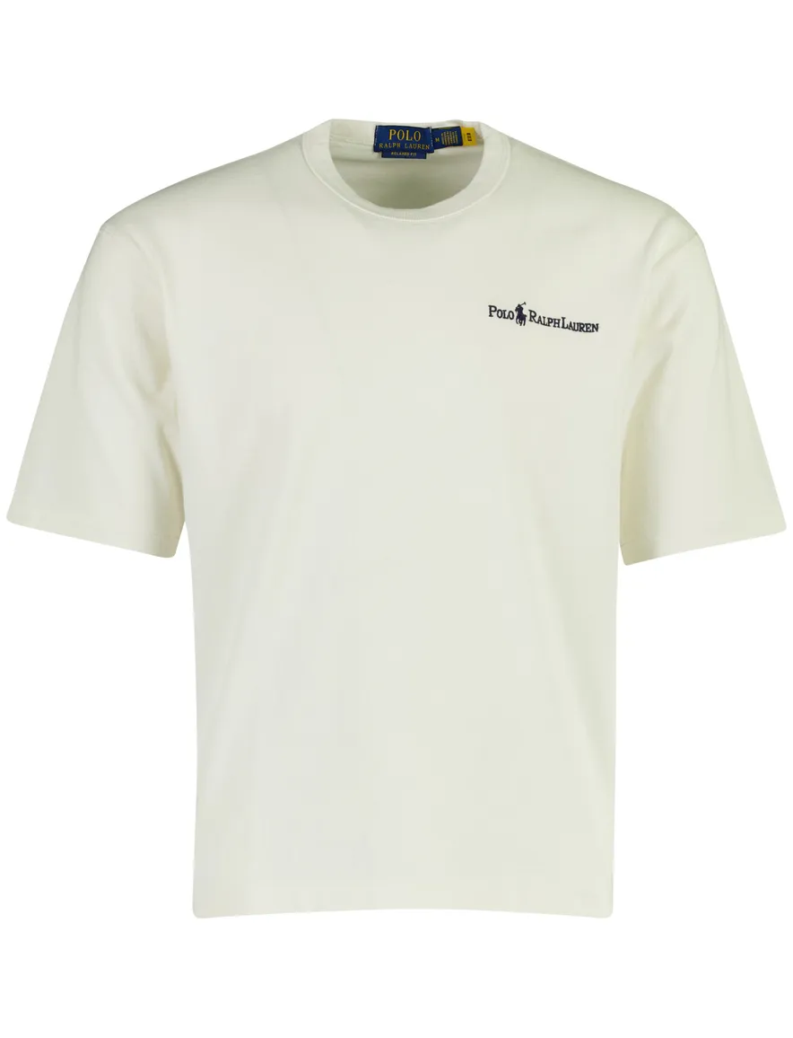 Polo Ralph Lauren Relaxed Fit T-shirt creme logo op borst