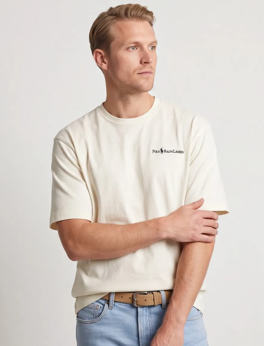 T-shirt Polo Ralph Lauren creme logo borst Relaxed Fit