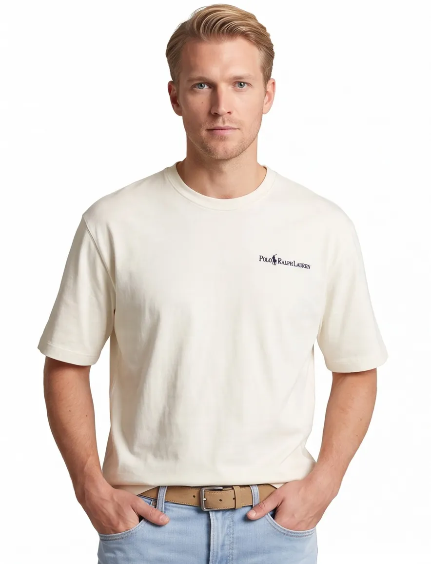 T-shirt Polo Ralph Lauren creme logo borst Relaxed Fit