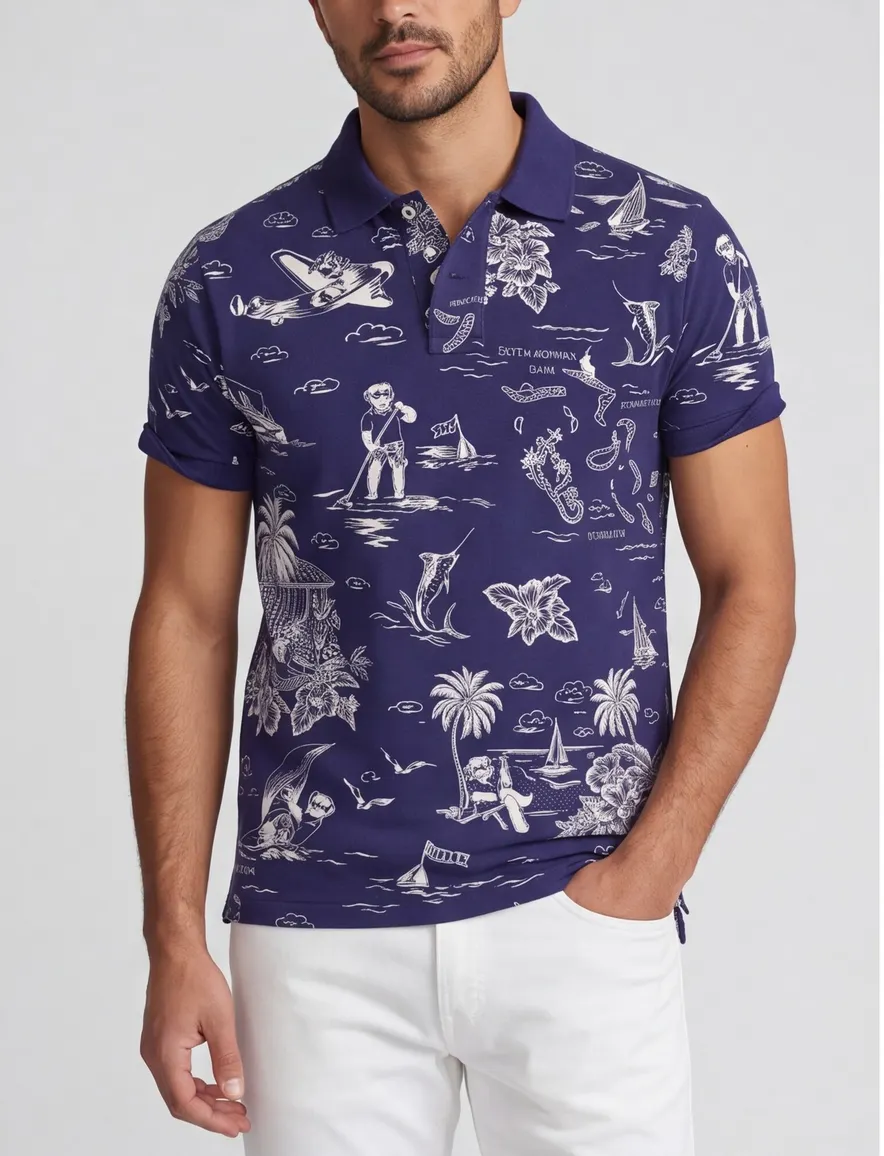 Polo Ralph Lauren poloshirt donkerblauw print
