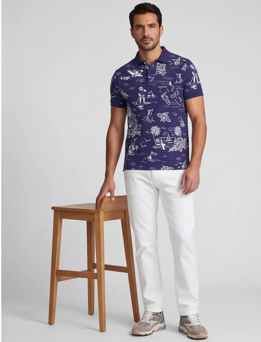 Polo Ralph Lauren poloshirt donkerblauw print