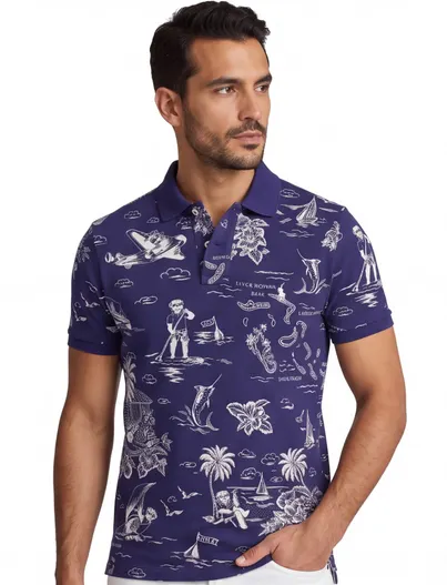 Polo Ralph Lauren Blauwe polo ralph lauren custom slim fit geprint