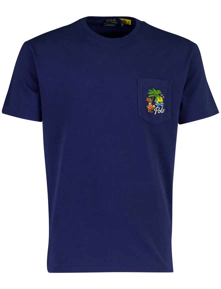 Polo Ralph Lauren t-shirt donkerblauw met borstzak backprint