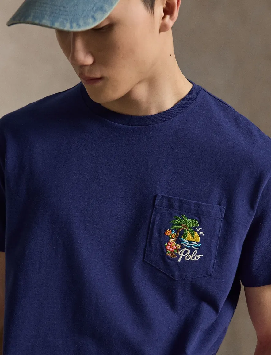 Donkerblauw t-shirt Polo Ralph Lauren backprint korte mouw