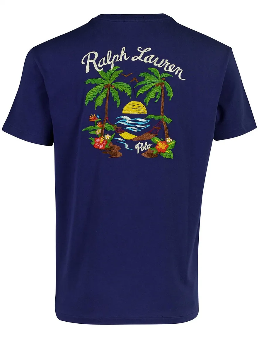 Donkerblauw t-shirt Polo Ralph Lauren backprint korte mouw