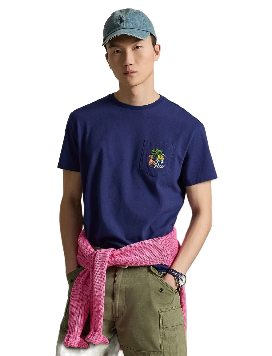 Donkerblauw t-shirt Polo Ralph Lauren backprint korte mouw
