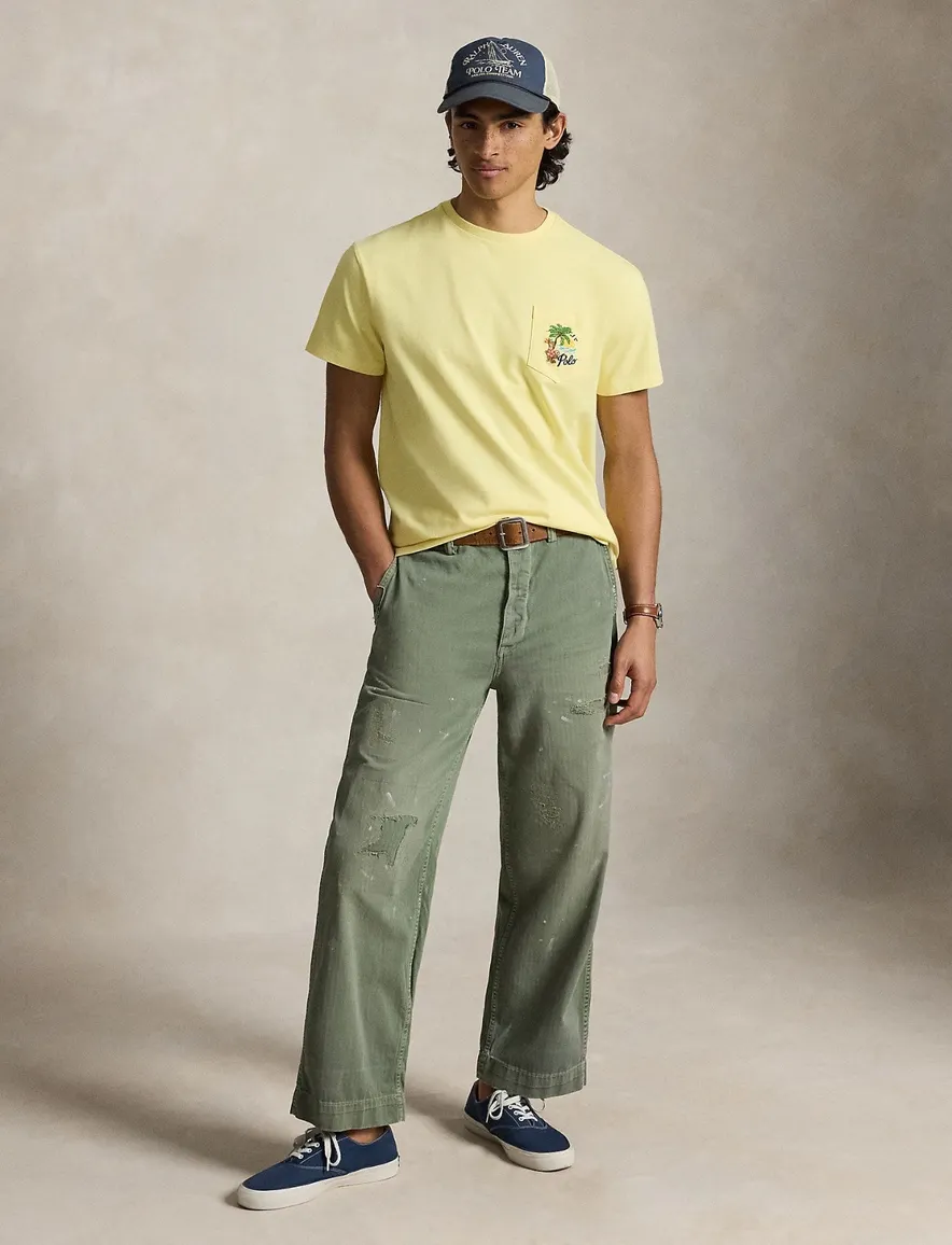 Geel t-shirt Polo Ralph Lauren Classic fit met backprint