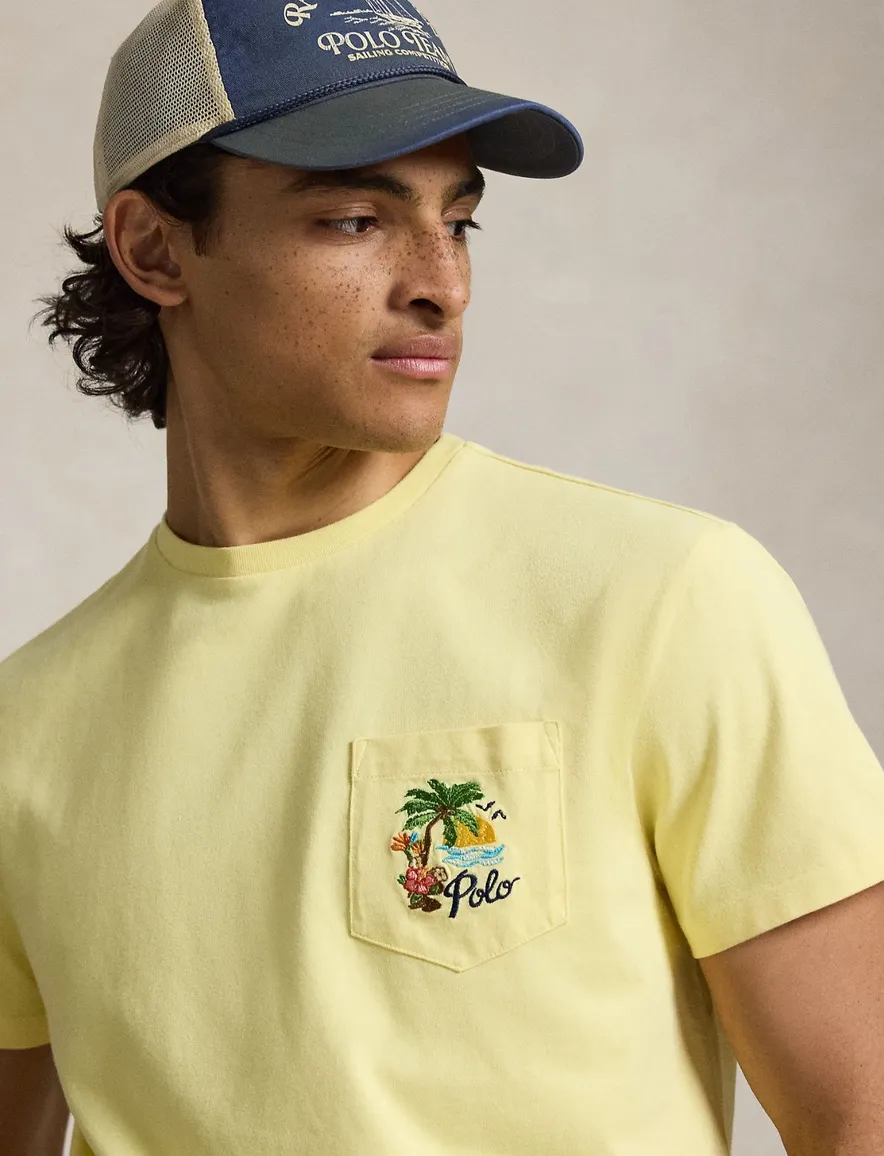 Geel t-shirt Polo Ralph Lauren Classic fit met backprint