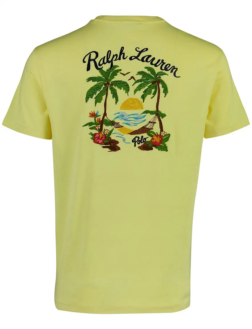 Geel t-shirt Polo Ralph Lauren Classic fit met backprint