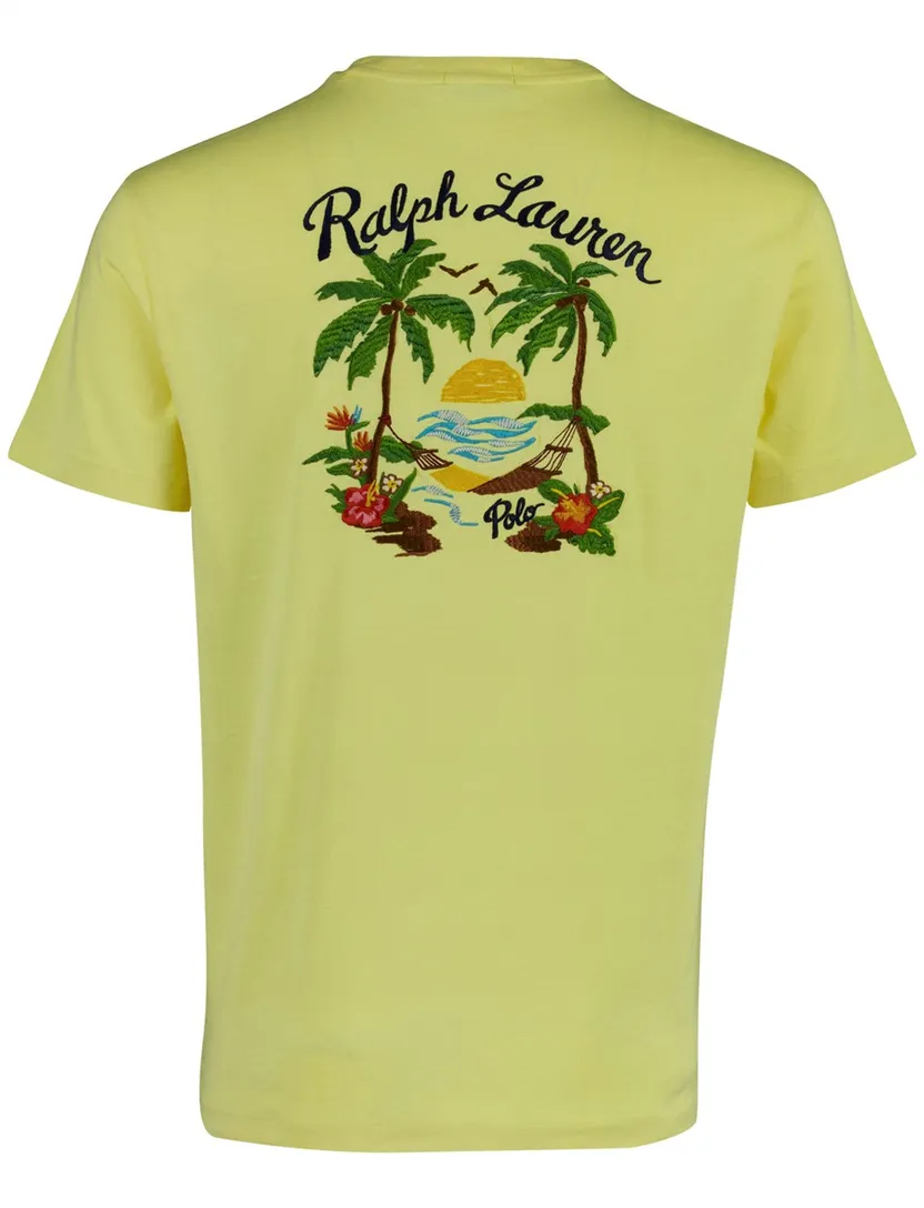 T-shirt Polo Ralph Lauren geel met backprint wijde fit korte mouw