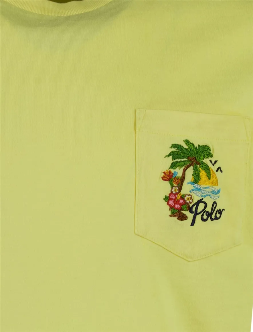 Geel t-shirt Polo Ralph Lauren Classic fit met backprint