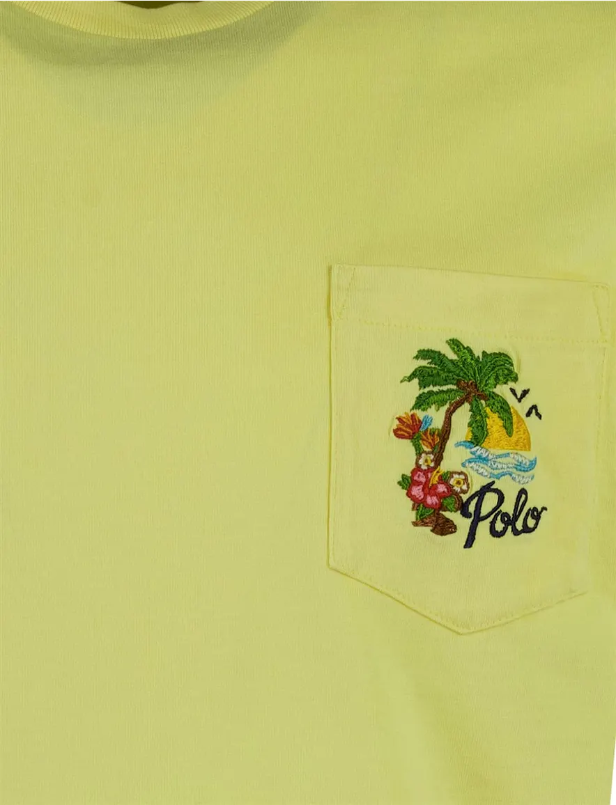 Geel t-shirt Polo Ralph Lauren Classic fit met backprint