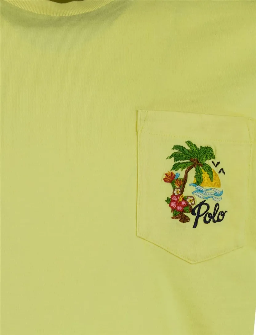 T-shirt Polo Ralph Lauren geel met backprint wijde fit korte mouw