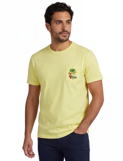 Polo Ralph Lauren Geel t-shirt Polo Ralph Lauren Classic fit met backprint