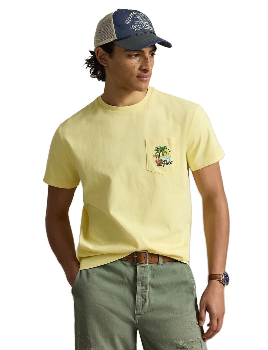 Geel t-shirt Polo Ralph Lauren Classic fit met backprint