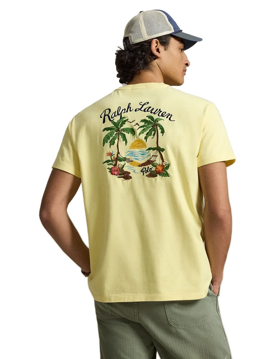 Geel t-shirt Polo Ralph Lauren Classic fit met backprint
