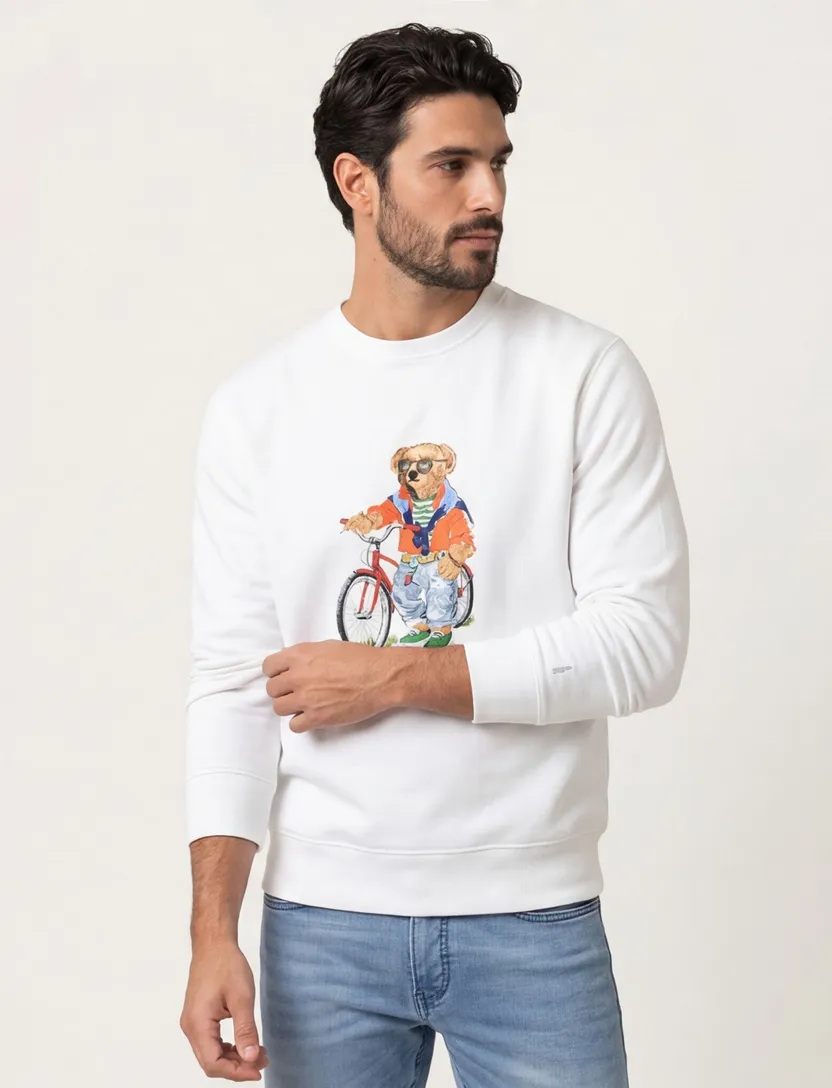 sweater Polo Ralph Lauren wit beer fiets normale fit