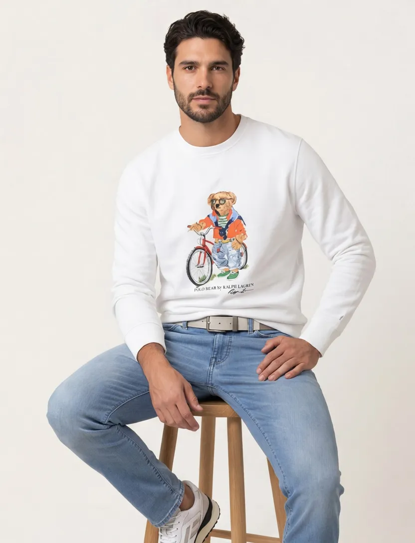 sweater Polo Ralph Lauren wit beer fiets normale fit