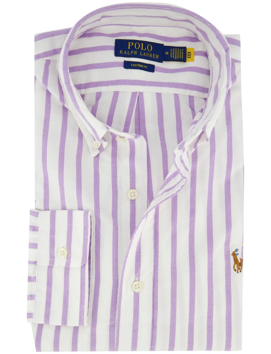 Polo ralph lauren custom fit overhemd paarse streepjes
