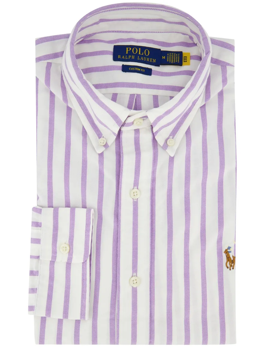 Polo ralph lauren custom fit overhemd paarse streepjes