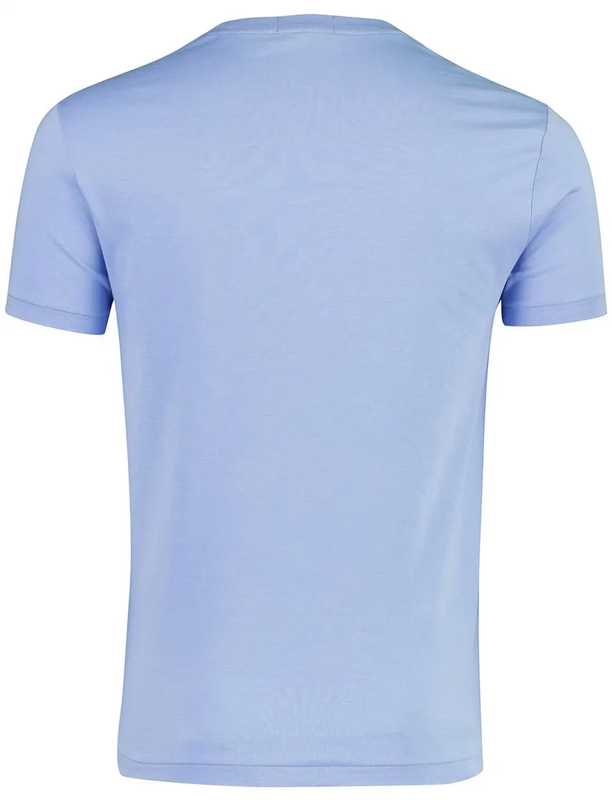Blauw t-shirt Polo Ralph Lauren Custom slim fit opdruk beer
