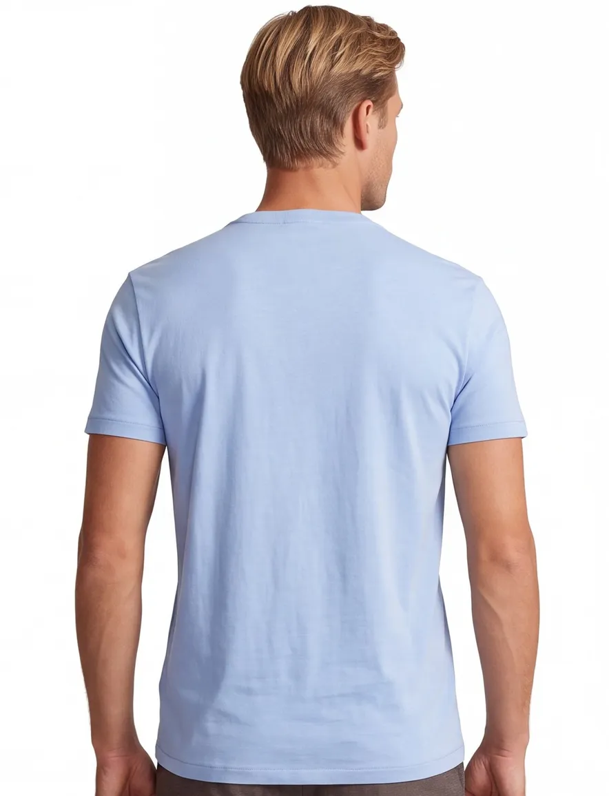 Blauw t-shirt Polo Ralph Lauren Custom slim fit opdruk beer