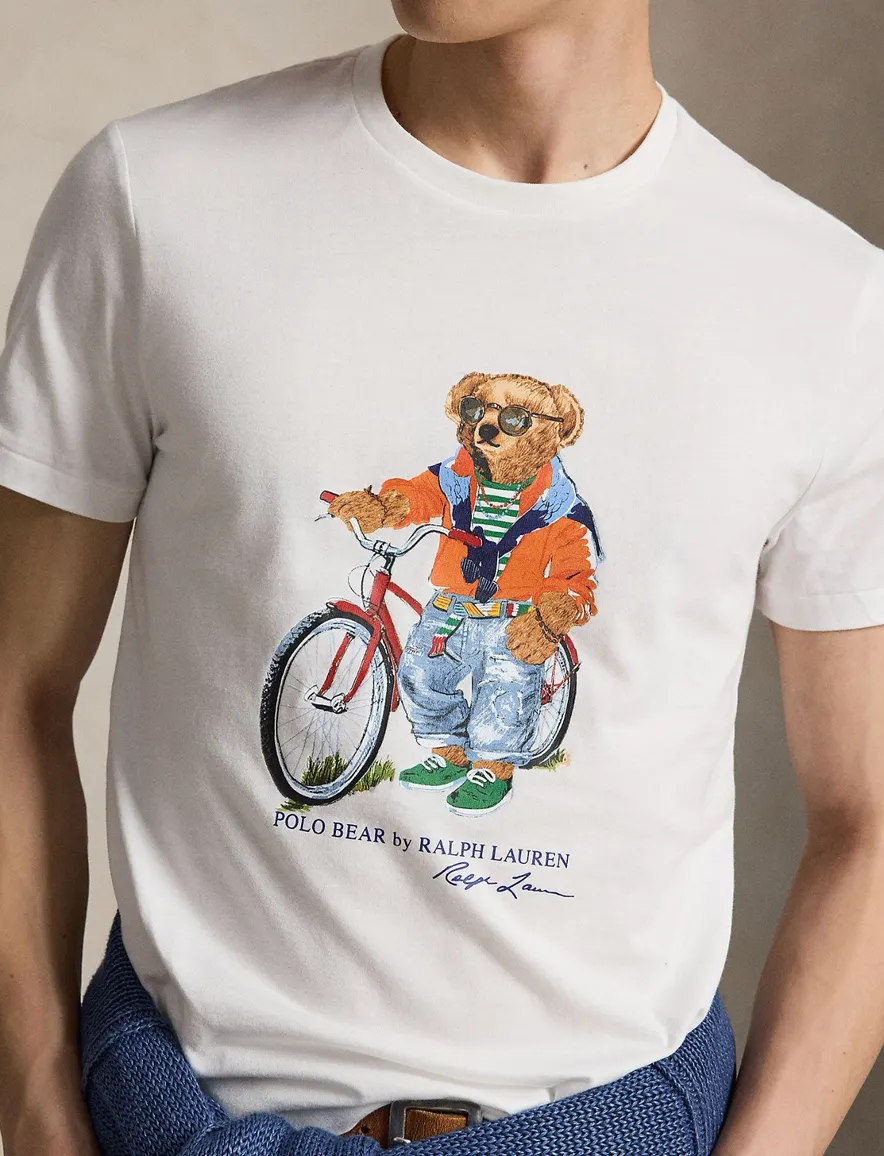 t-shirt wit Polo Ralph Lauren Bear opdruk Custom Slim Fit