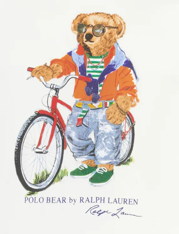 Polo Ralph Lauren Bear t-shirt wit opdruk Custom Slim Fit