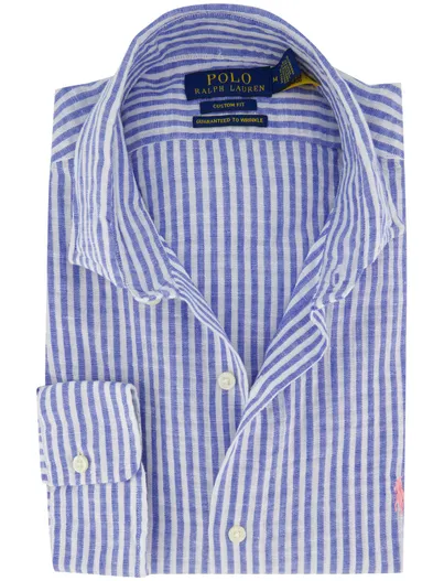 Polo Ralph Lauren Blauw gestreept overhemd Polo Ralph Lauren Custom Fit
