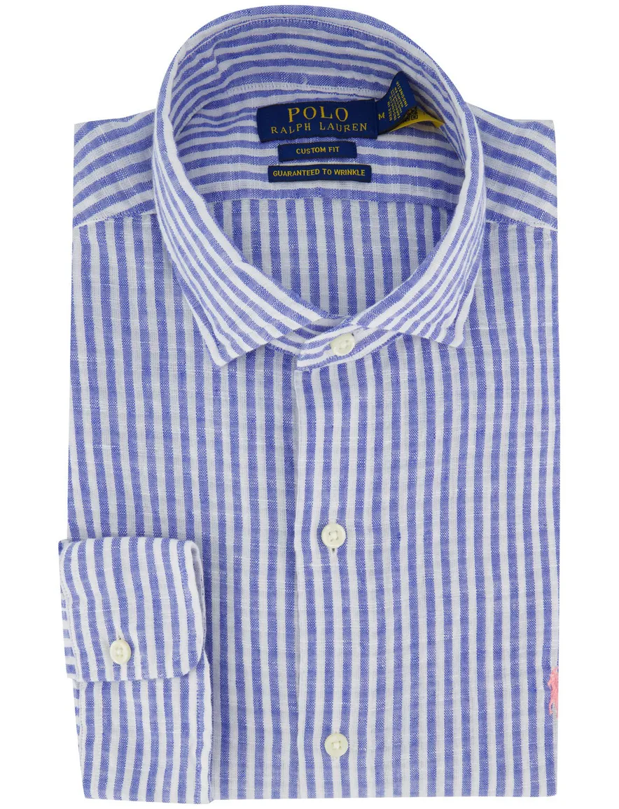 Blauw gestreept overhemd Polo Ralph Lauren Custom Fit