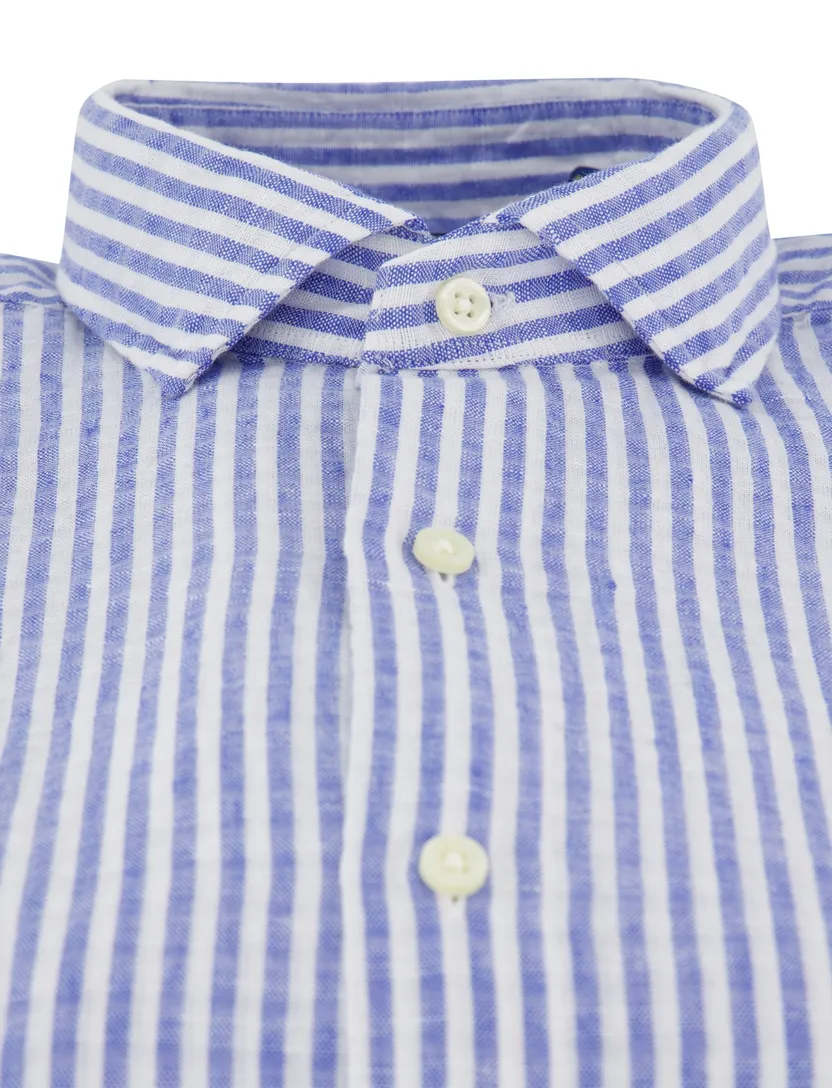 Overhemd Polo Ralph Lauren Custom Fit linnen gestreept blauw wit