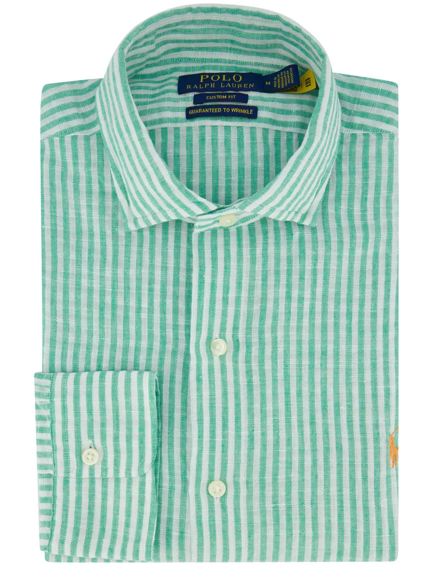 Polo Ralph Lauren Custom Fit overhemd groen linnen