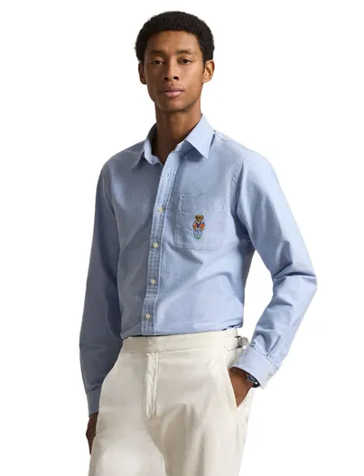 Polo Ralph Lauren Overhemd Polo ralph lauren custom fit bear lichtblauw