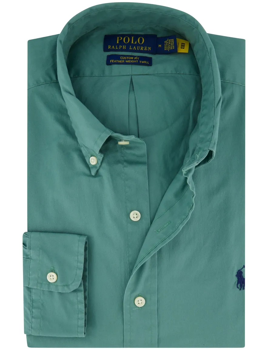 Overhemd Polo Ralph Lauren Custom Fit groen katoen