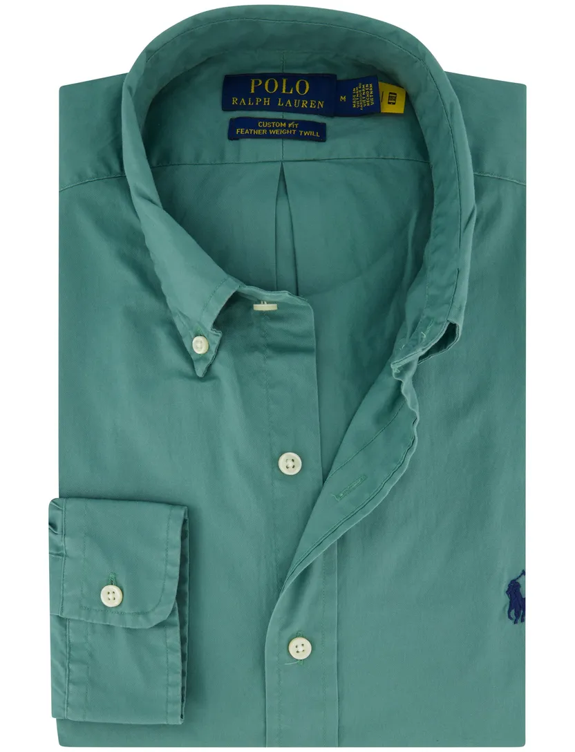Polo Ralph Lauren Custom Fit overhemd groen 100% katoen