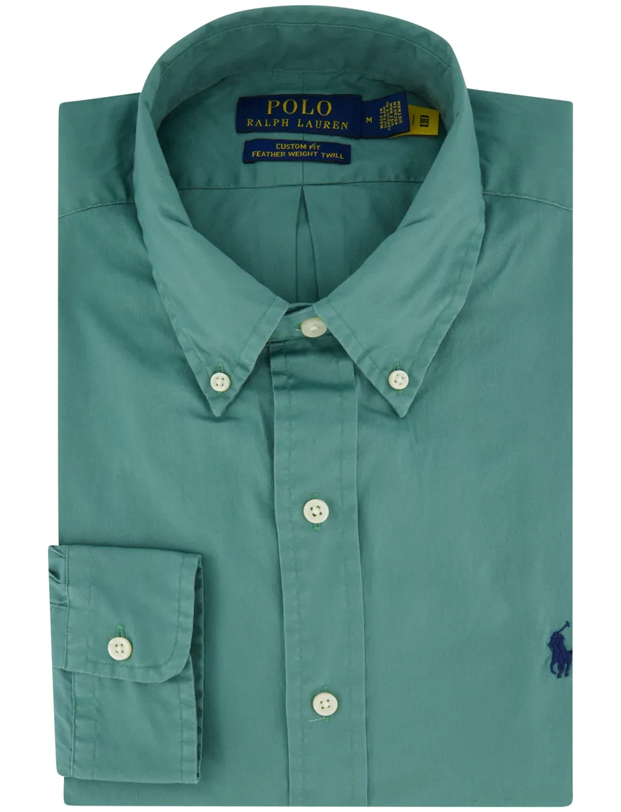 Overhemd Polo Ralph Lauren Custom Fit groen katoen